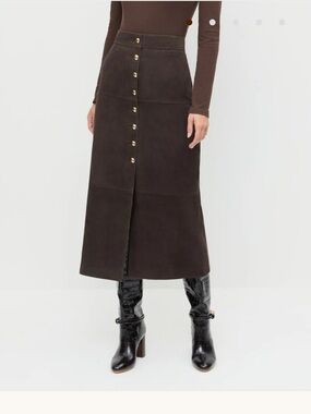 Loeffler Randall Tansy Espresso Suede Skirt